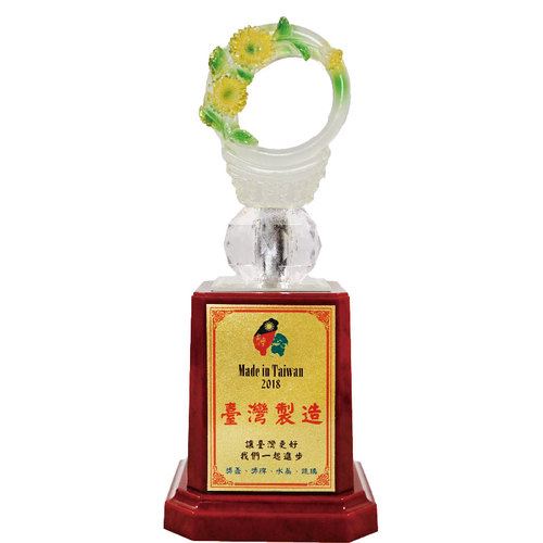 水琉璃獎座-CPL-021/花開富貴