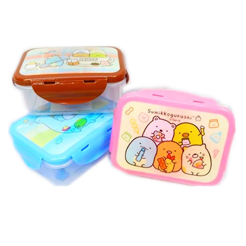 Sumikko Gurashi 角落生物 - 小夥伴  壓扣保鮮盒(小)3款 - 咖啡色-杯子 . 藍色-恐龍  .  粉色-食物 