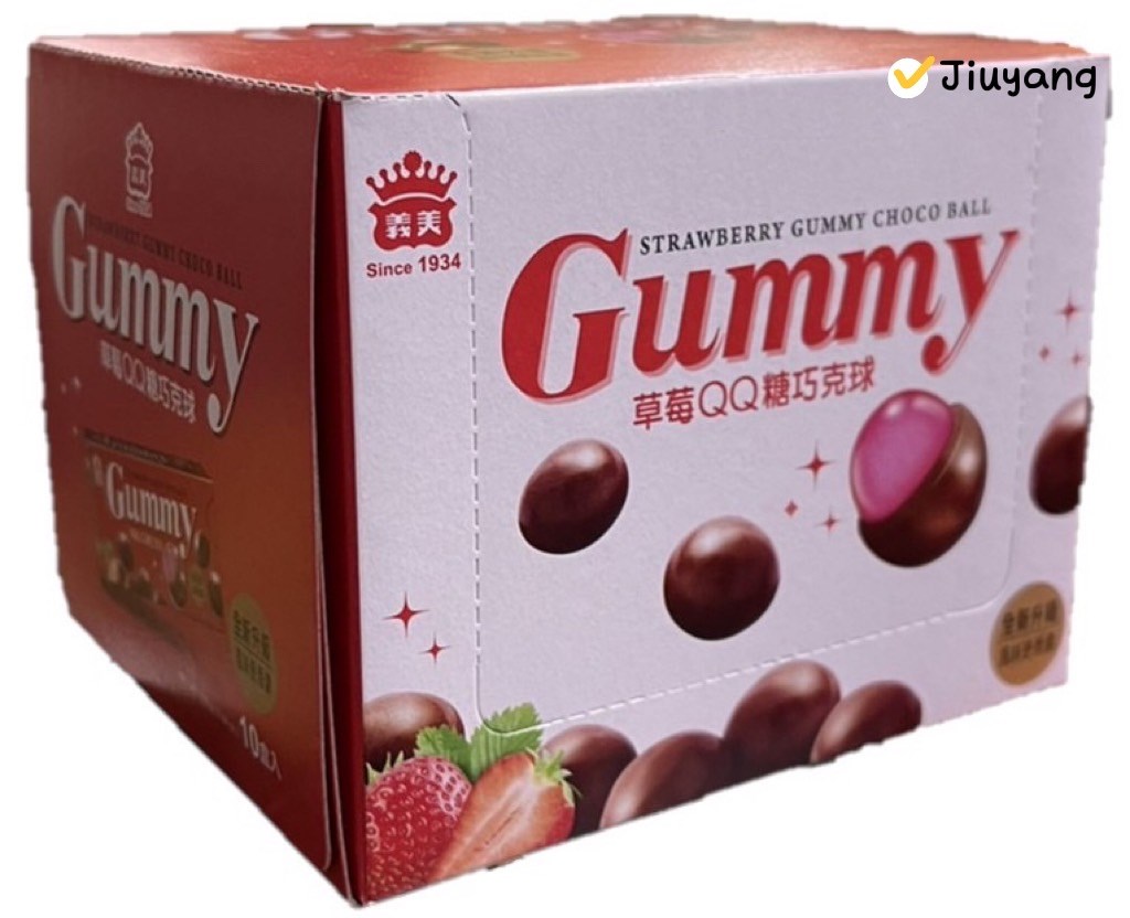 義美草莓QQ糖巧克力球(磚型盒10入)