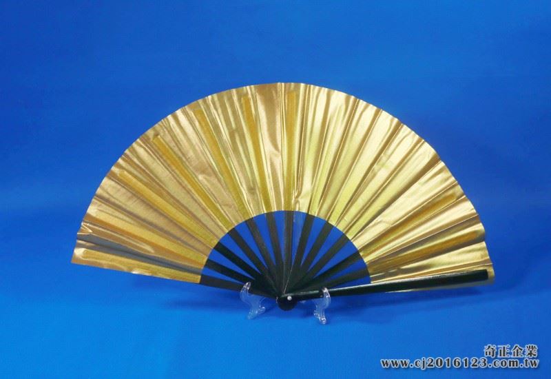 E-19金蔥扇(金色-黑骨)空白(台灣製)