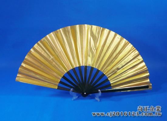 E-19金蔥扇(金色-黑骨)空白(台灣製)