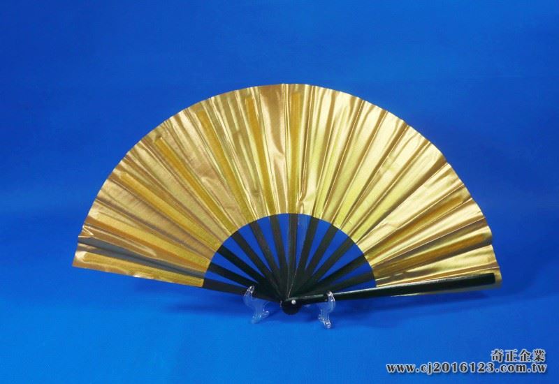 E-19金蔥扇(金色-黑骨)空白(台灣製)