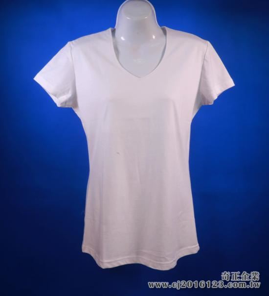 O-01V領T桖(精梳棉)-女版-有削腰(有現貨)台灣製造