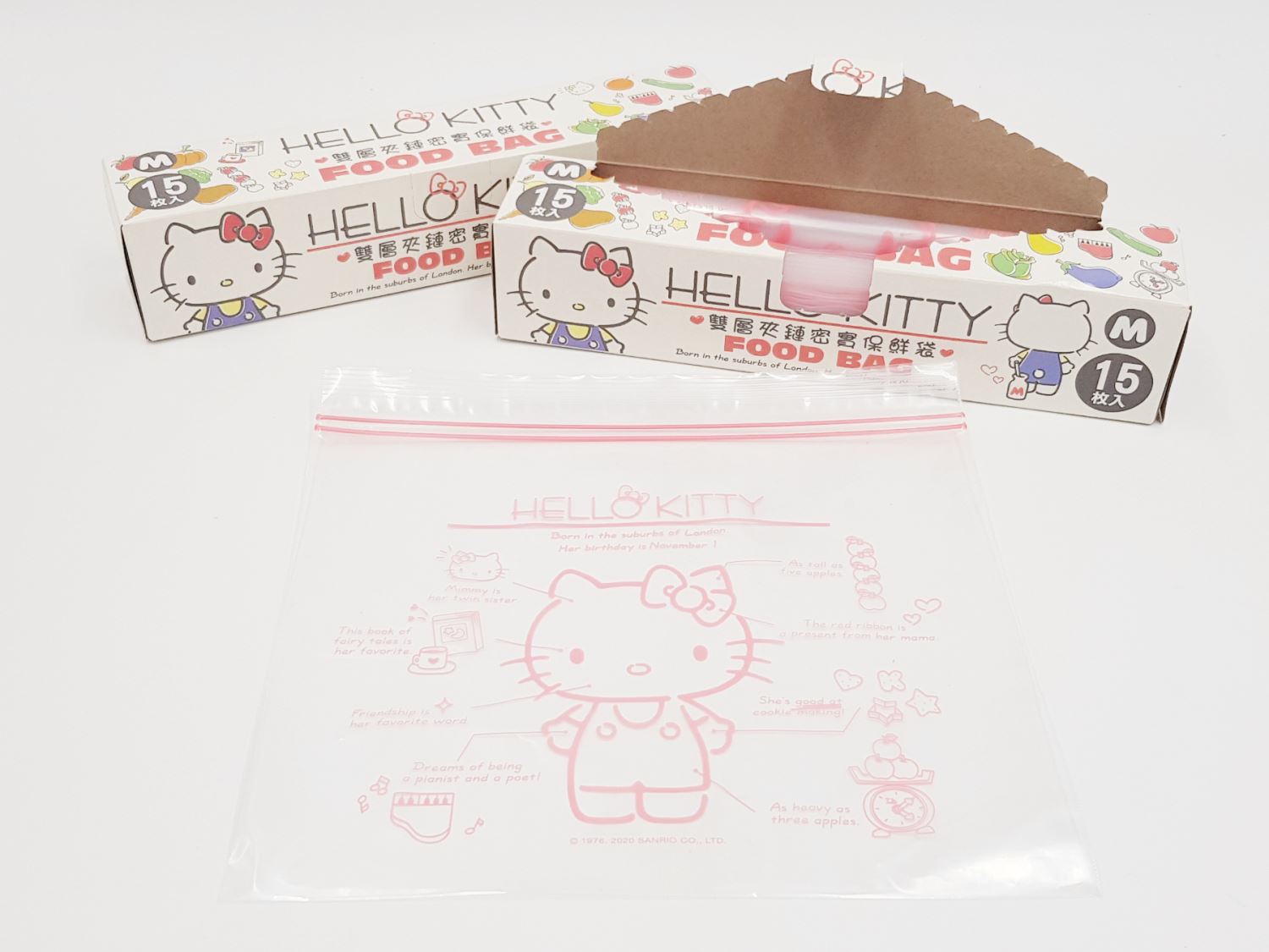 三麗鷗系列  Hello Kitty 凱蒂貓 KT-1602  雙層夾鏈保鮮袋 M-15p  4712977466029