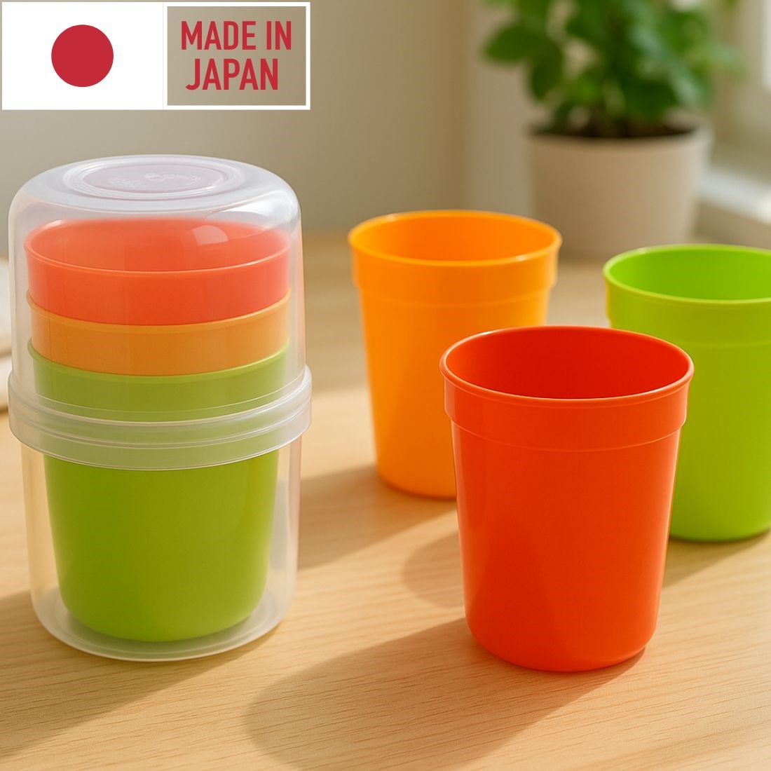 日本製 彩色堆疊塑膠杯組
