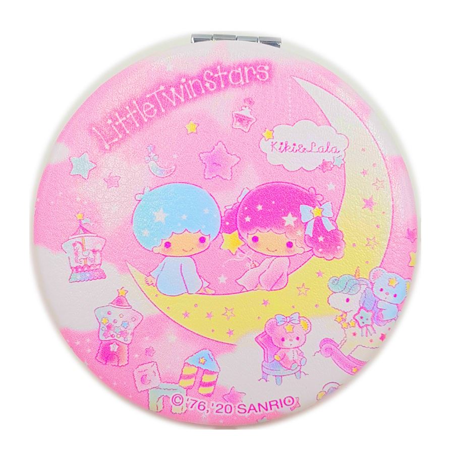 三麗鷗系列 Hello Kitty凱蒂貓. KIKI&LALA雙子星 圓形雙面摺疊鏡 便攜隨身鏡 .美妝鏡 - KT-1629 白 . 粉 .  LTS-1631 粉
