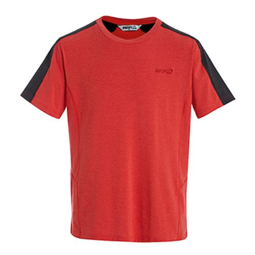 瑞多仕 DB8841 男款TENCEL® 男圓領肩配 熔岩紅色/黑灰色