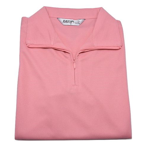 瑞多仕 DB8371 女款COOLMAX 女拉鍊POLO 珍珠粉/岩褐色/灰卡其色