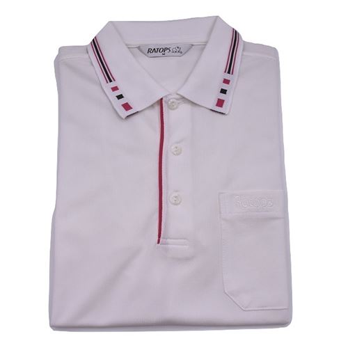 瑞多仕 DB8610 男款THERMOCOOL 男POLO (出芽小袖) 象牙白色/桃紅芽