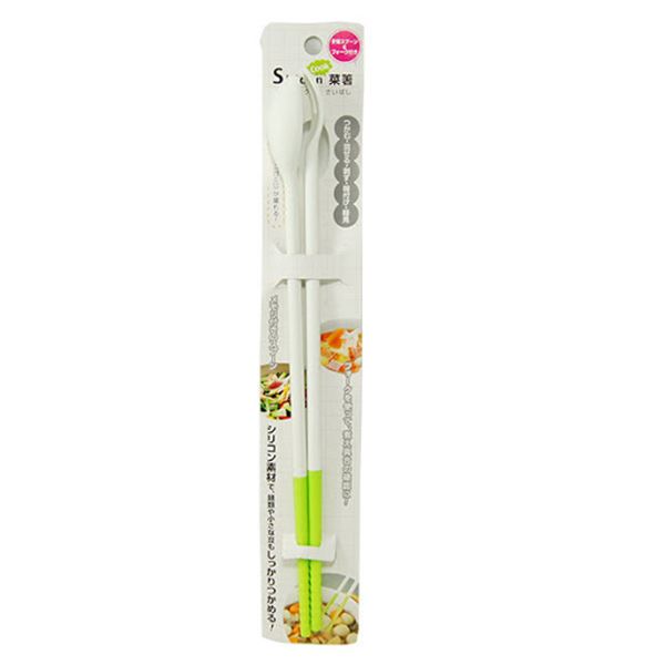 日本製 ECHO 0418-156 兩用筷.叉匙 .矽膠料理筷 . 多功能菜箸 2色  4991203157034