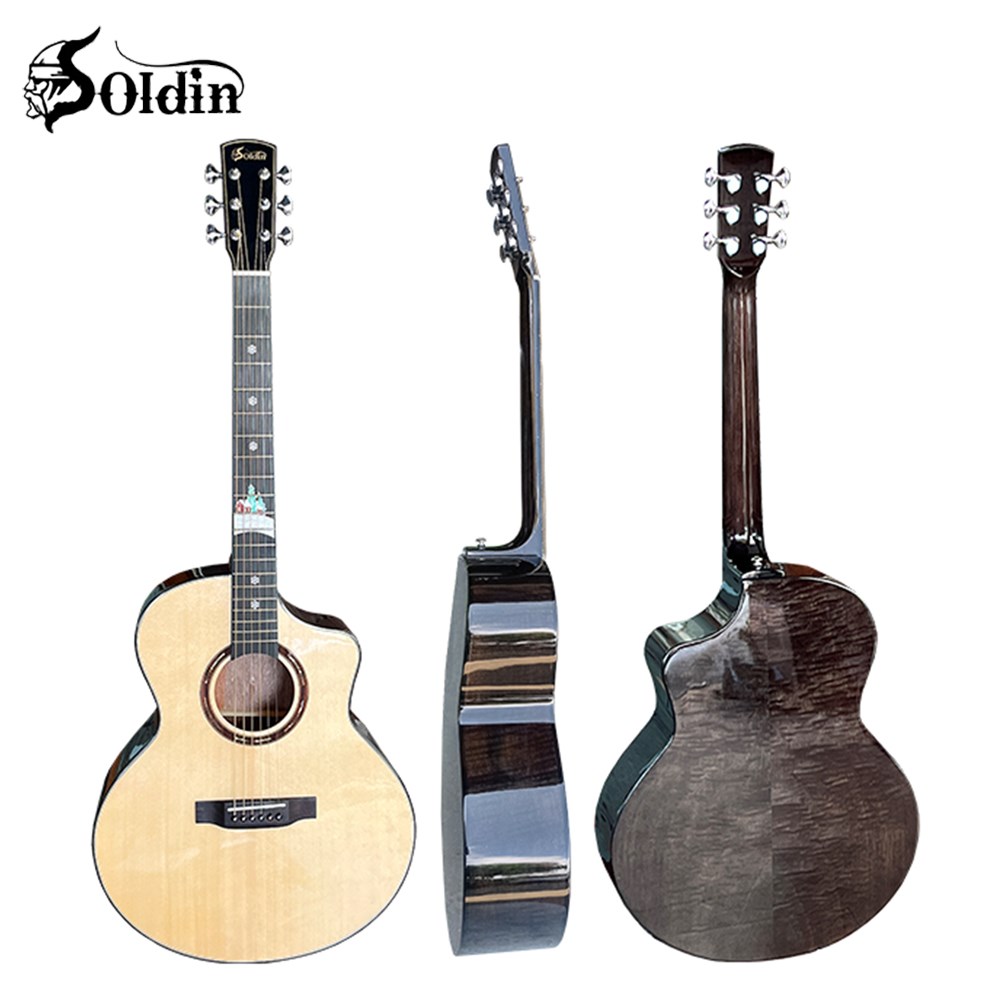 嚴選Soldin SA-4374A 西提卡單板吉他- 41吋JF桶缺角型吉他 / 虎紋奧古曼 / 加贈5好禮 / 原廠公司貨