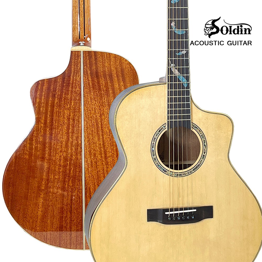 Soldin SA-4372B 英格曼/桃花芯-41吋JF桶缺角型全單板吉他/亮光原木色/附吉他套/原廠公司貨