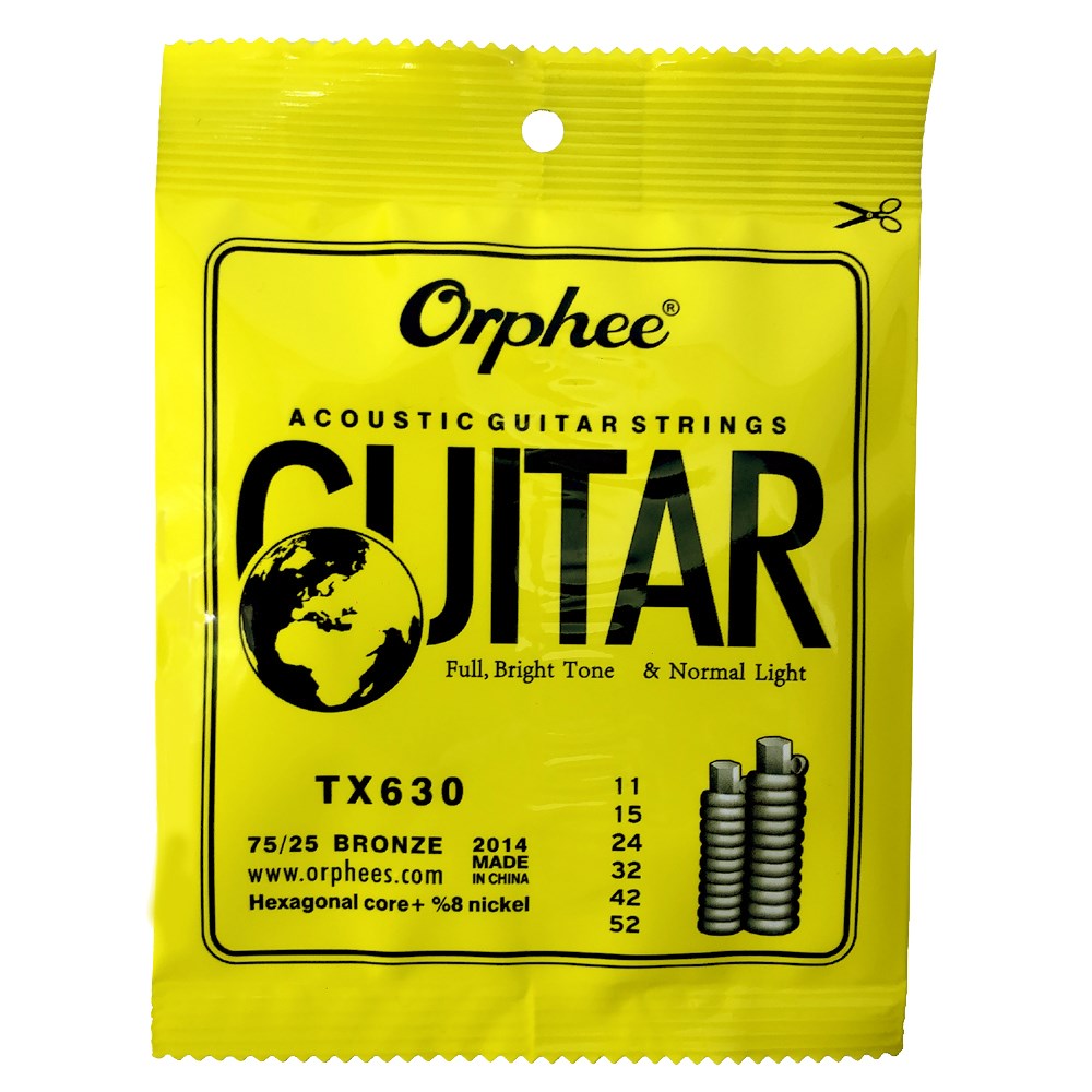 Orphee 嚴選TX-630木吉他套弦 (11-52)-黃銅合金技術/六角碳鋼/三包裝