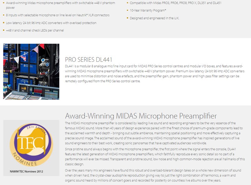 MIDAS  DL441裝在DL351上介面卡-8個模擬線路輸入