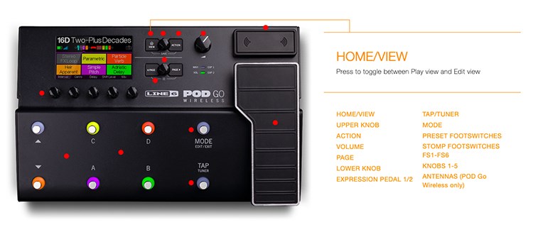 LINE 6 POD GO Wireless 無線吉他綜合效果器/控制踏板/原廠公司貨
