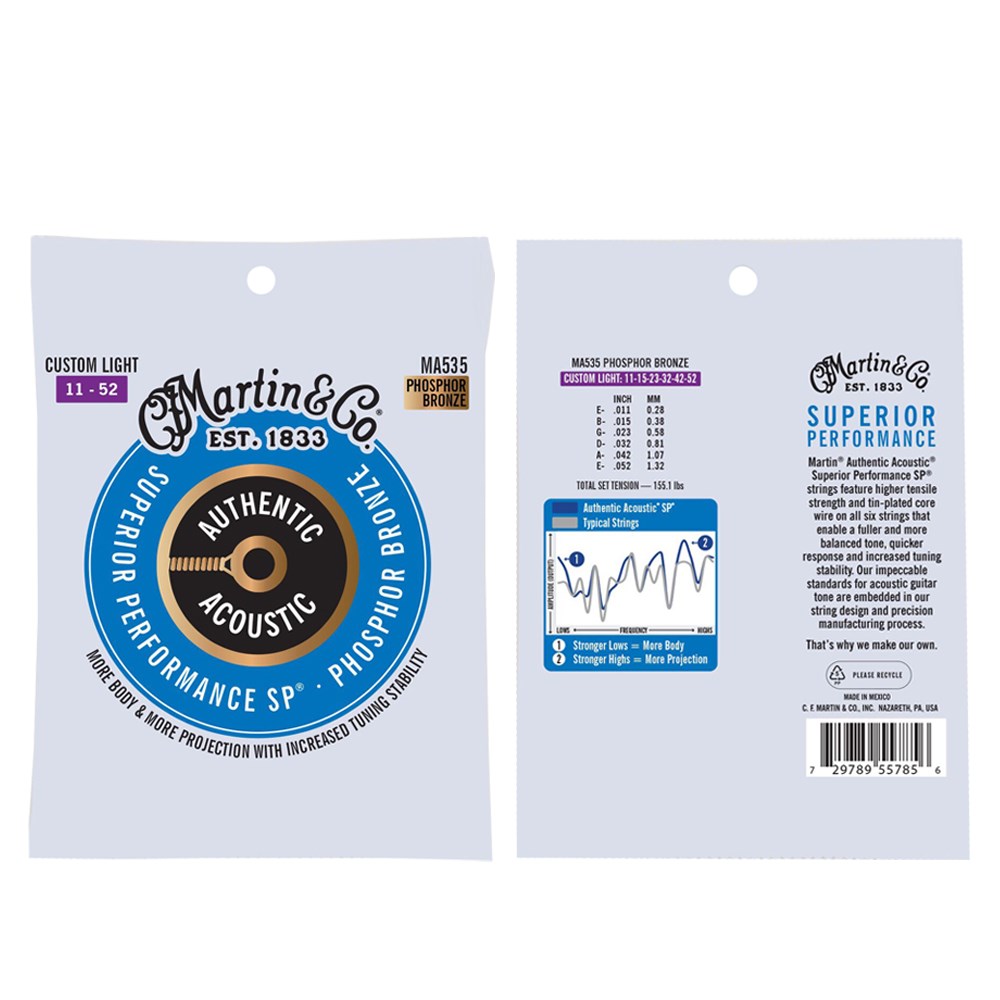 最新款Martin MA535 磷青銅/紅銅 11-52 木吉他弦-10包量販組 / 加贈3好禮/ 原廠公司貨