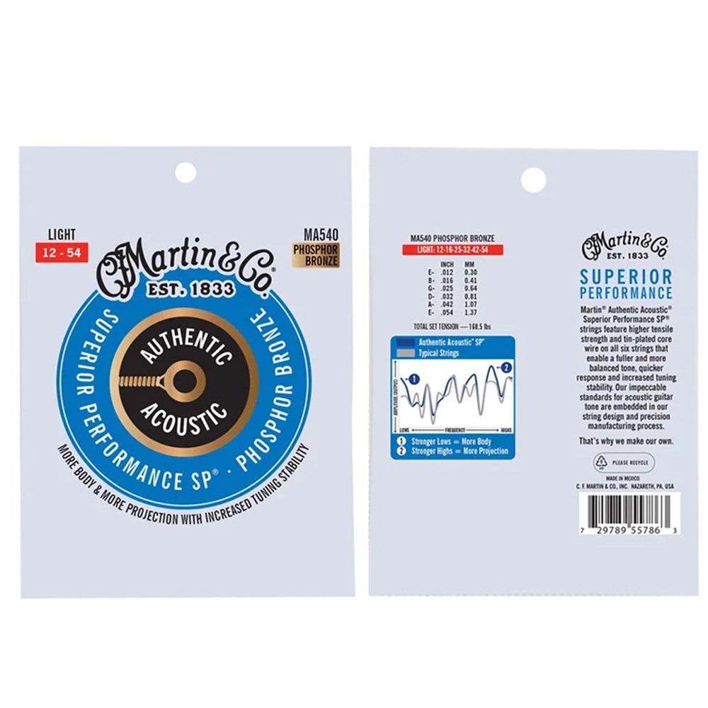 最新款Martin MA540 磷青銅/紅銅 12-54 木吉他弦-10包量販組 / 加贈3好禮/ 原廠公司貨