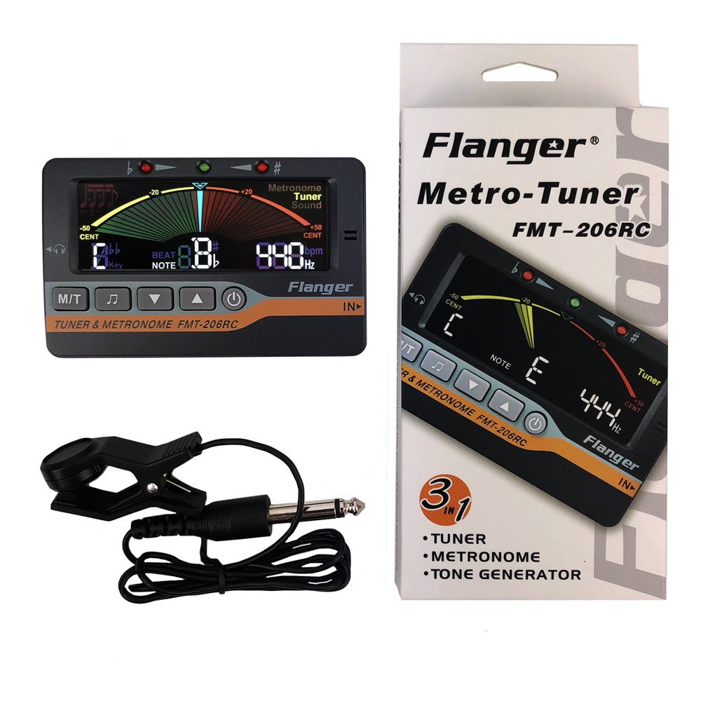 Flanger FMT-206RC全彩三合一調音器 -調音/節拍/拾音/全彩大面板LED/附4號電池x2