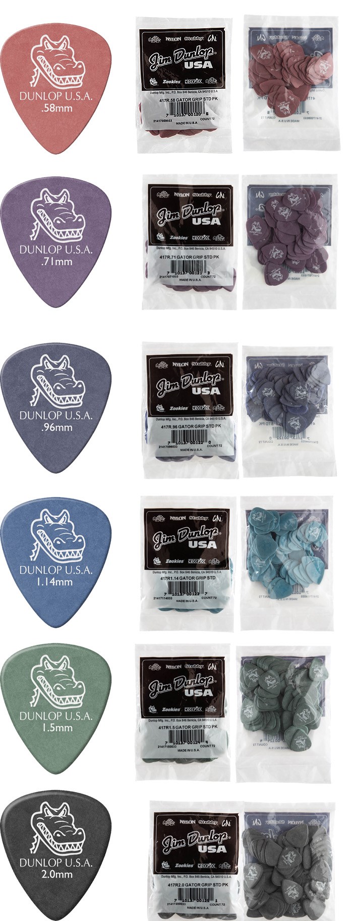 Dunlop Signature系列 417R Gator Grip 鱷魚吉他彈片-72片裝