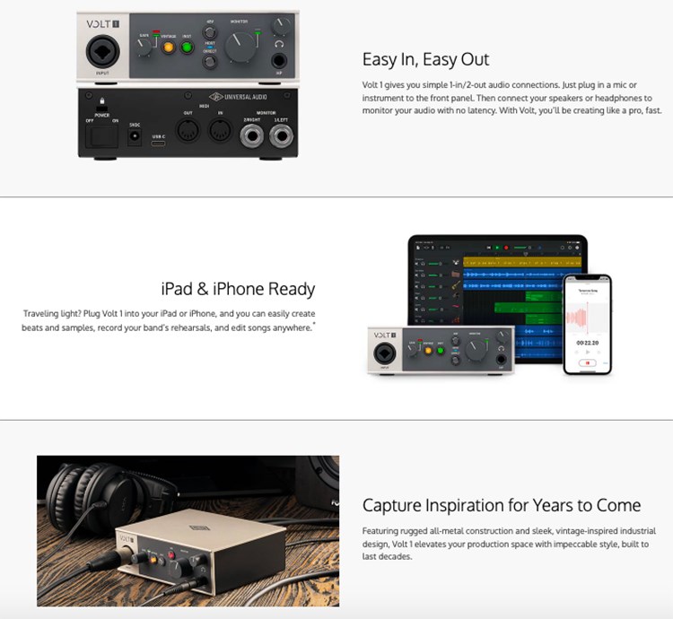 UNIVERSAL AUDIO VOLT 1 混音錄音USB介面 / 通用於MAC或PC