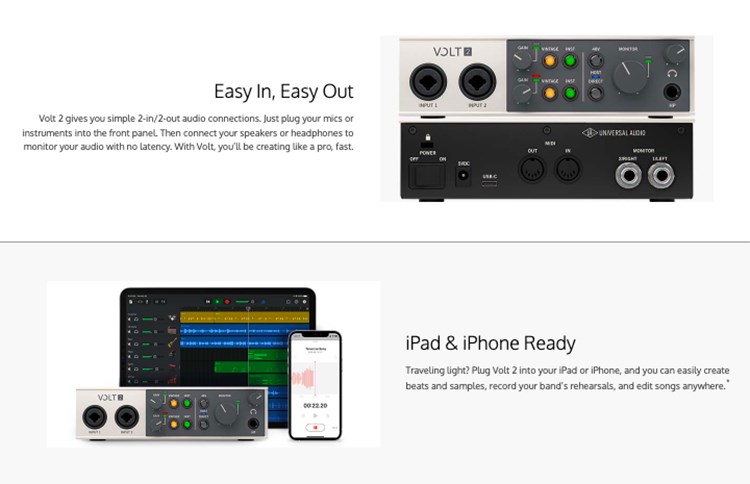 UNIVERSAL AUDIO VOLT 2 混音錄音USB介面 / 通用於MAC或PC