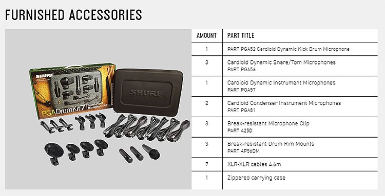 SHURE PGADRUMKIT7  鼓專用麥克風七入組-原廠公司貨