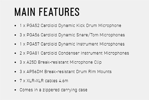 SHURE PGADRUMKIT7  鼓專用麥克風七入組-原廠公司貨
