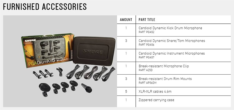 SHURE PGADRUMKIT5 鼓專用麥克風五入組-原廠公司貨