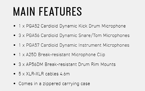 SHURE PGADRUMKIT5 鼓專用麥克風五入組-原廠公司貨