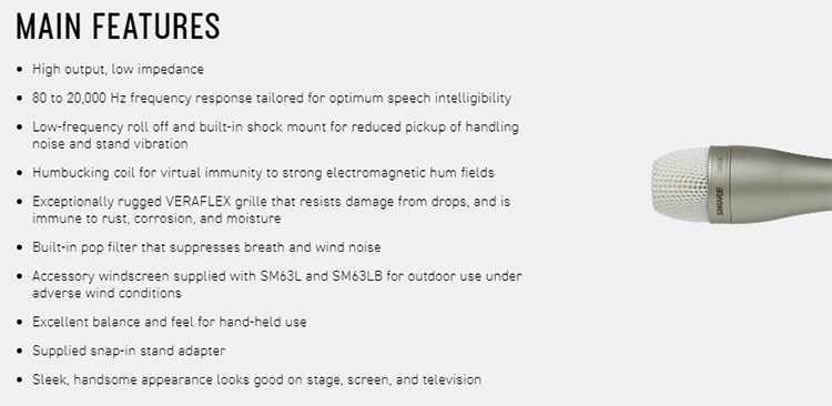 SHURE SM63 動態麥克風-原廠公司貨