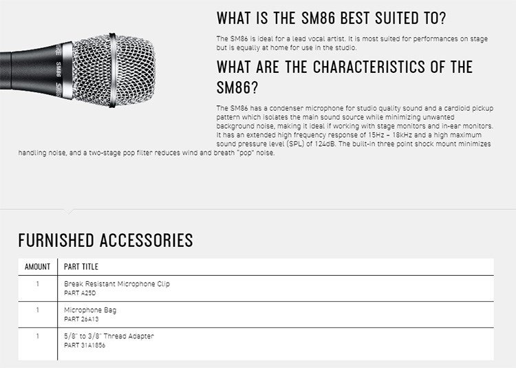 SHURE SM86 人聲麥克風-原廠公司貨