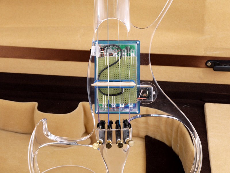 JYC Music嚴選SV-500水晶靜音提琴-藍光/白光可切換換色/低雜訊拾音器降造功能/EQ調整/9V電池/6.3輸出/職業演出必備