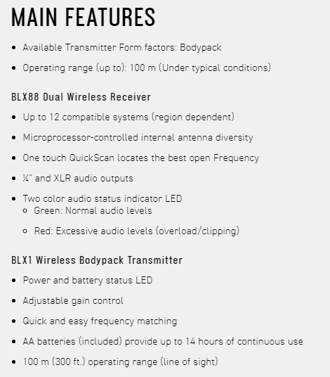 SHURE BLX188 / CVL 雙領夾無線麥克風系統-採訪/演講/收音均適用-原廠公司貨