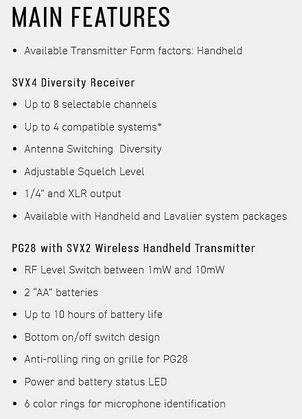 SHURE SVX24 / PG28 無線人聲系統-原廠公司貨