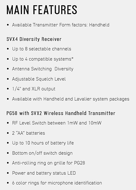 SHURE SVX24 / PG58 無線人聲系統-原廠公司貨