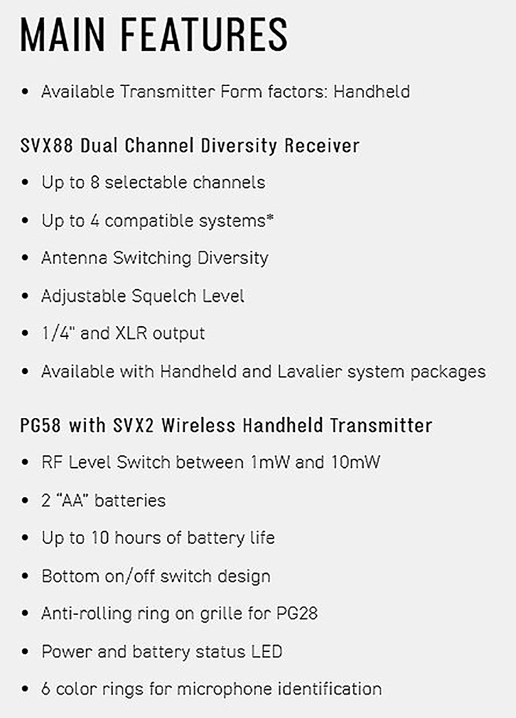 SHURE SVX288 / PG58 雙無線麥克風系統-原廠公司貨