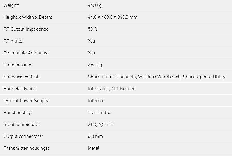 SHURE P10T 全機架雙通道無線發射器-原廠公司貨