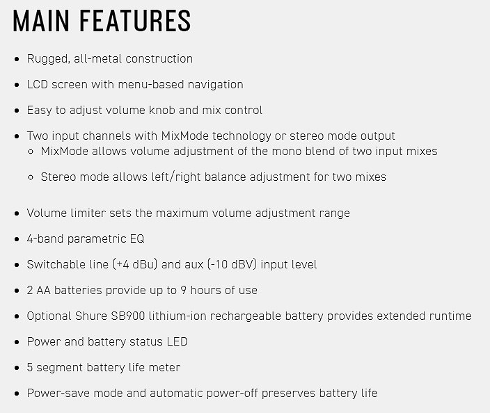 SHURE P9HW (PSM 900)有線腰掛個人顯示器-原廠公司貨