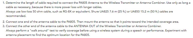 SHURE PA805s WB 定向天線-原廠公司貨