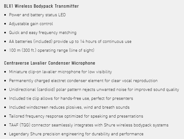 SHURE BLX14R / CVL 領夾式無線麥克風系統-採訪/演講/收音均適用-原廠公司貨