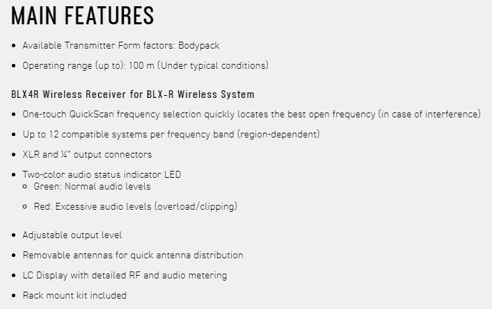 SHURE BLX14R / PGA31 頭戴式無線麥克風系統-原廠公司貨