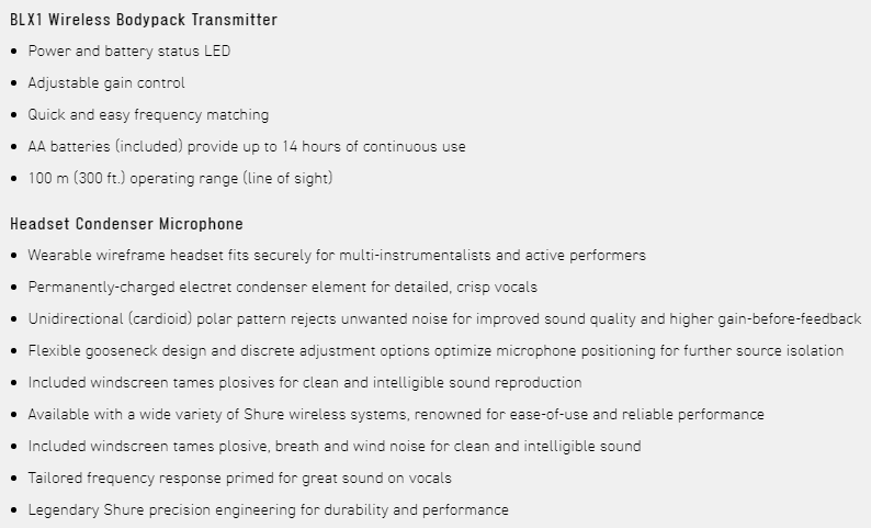 SHURE BLX14R / PGA31 頭戴式無線麥克風系統-原廠公司貨