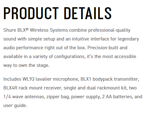 SHURE BLX14R / W93 微型領夾麥克風無線系統-原廠公司貨