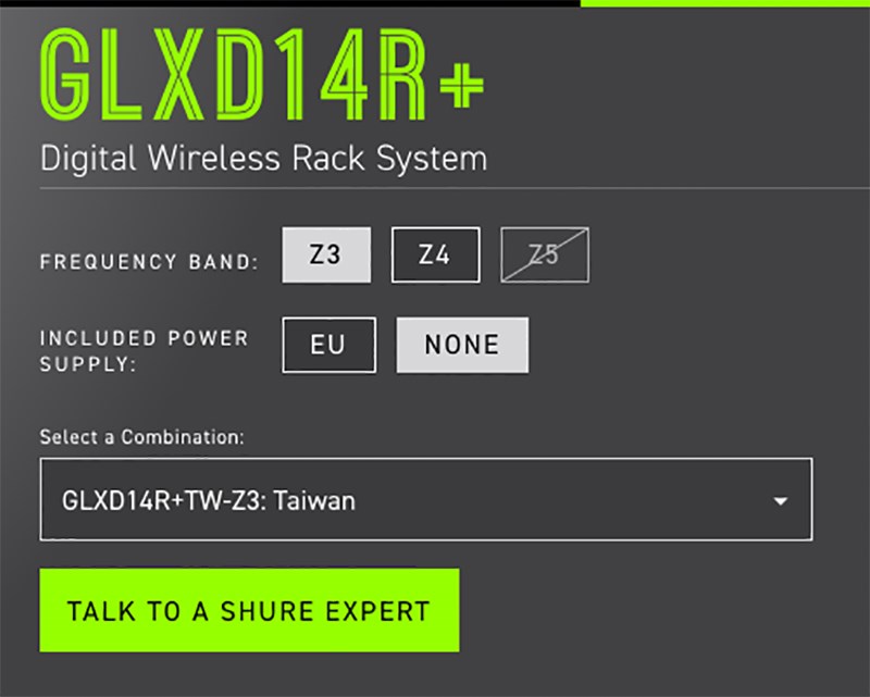 SHURE GLXD14R+ 雙頻專業數位無線系統-吉他/貝斯/低音均適用-原廠公司貨