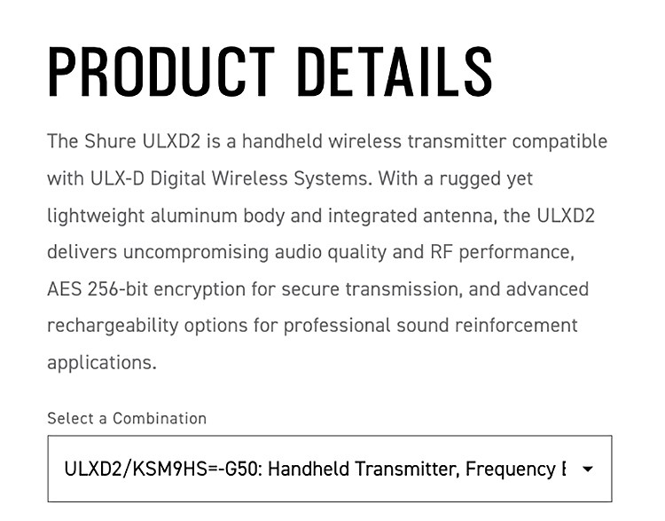 SHURE ULXD2/KSM9HS 手持無線麥克風-原廠公司貨/2.4G傳輸/需搭配接收器使用