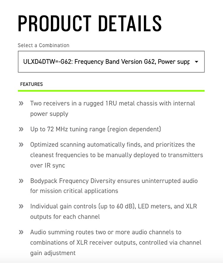 SHURE ULXD4DTW 雙通道數字無線接收器/原廠公司貨