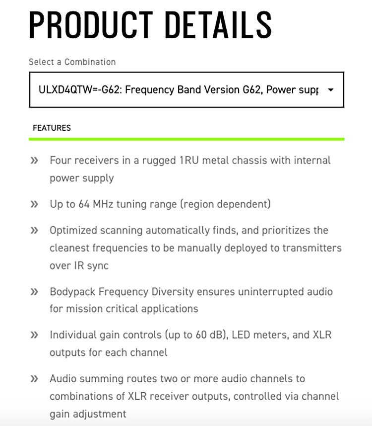 SHURE ULXD4QTW 四通道數字無線接收器/原廠公司貨