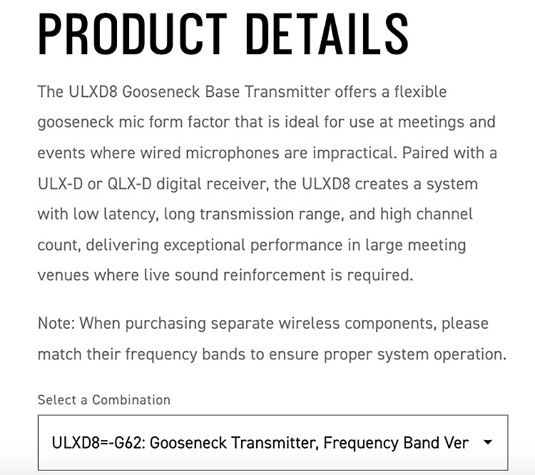 SHURE ULXD8W 無線鵝頸麥克風發射器/白色/原廠公司貨