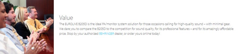 BEHRINGER B205D 主動式喇叭 -150瓦功率放大器/監聽揚聲器系統/原廠公司貨