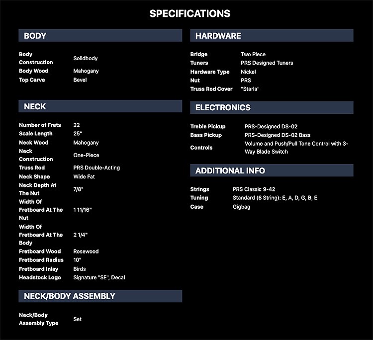 PRS SE Starla Stoptail 電吉他-2022旗艦鑲鳥指板/經典復古黑/原廠公司貨